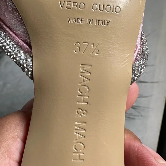 🌺MACH & MACH🌺 Double Bow Floral Lace Mules in Pink Size: 37.5 - Picture 13 of 14